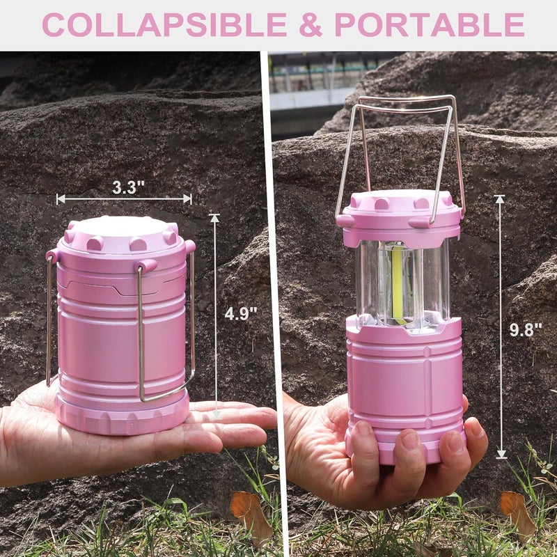 SEAMAGIC 4-Pack LED Pink Camping Lanterns, Portable Camping Lights, Outdoor Handled Lamps, Essential Emergency Lights for Power Outages, Hiking, Hurricane - Image 5